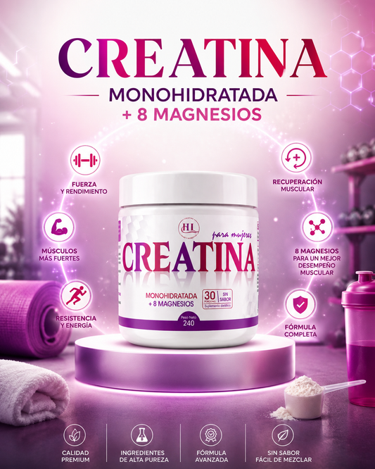 CREATINA MONOHIDRATADA HL + 8 MAGNESIOS PARA MUJERES