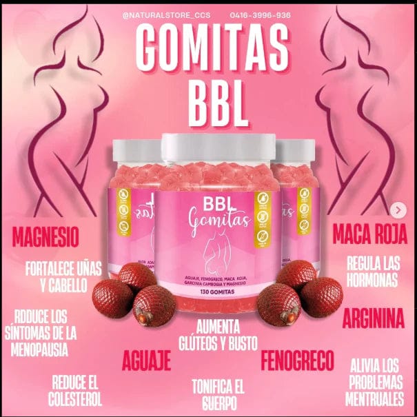 🍑 BBL GUMMIES de Aguaje Repotenciados para Glúteos y Senos ✅